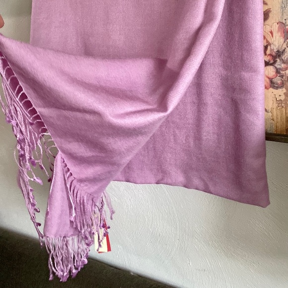 NWT GENUINE CASHMERE PASHMINA TASSEL SHAWL WRAP SCARF PINK MAUVE LILAC OVERSIZED - Picture 7 of 15